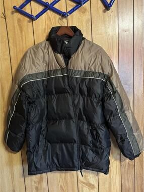 Men’s Original Outerwear Puffer Jacket Size Xxl Black Tan Colorblock